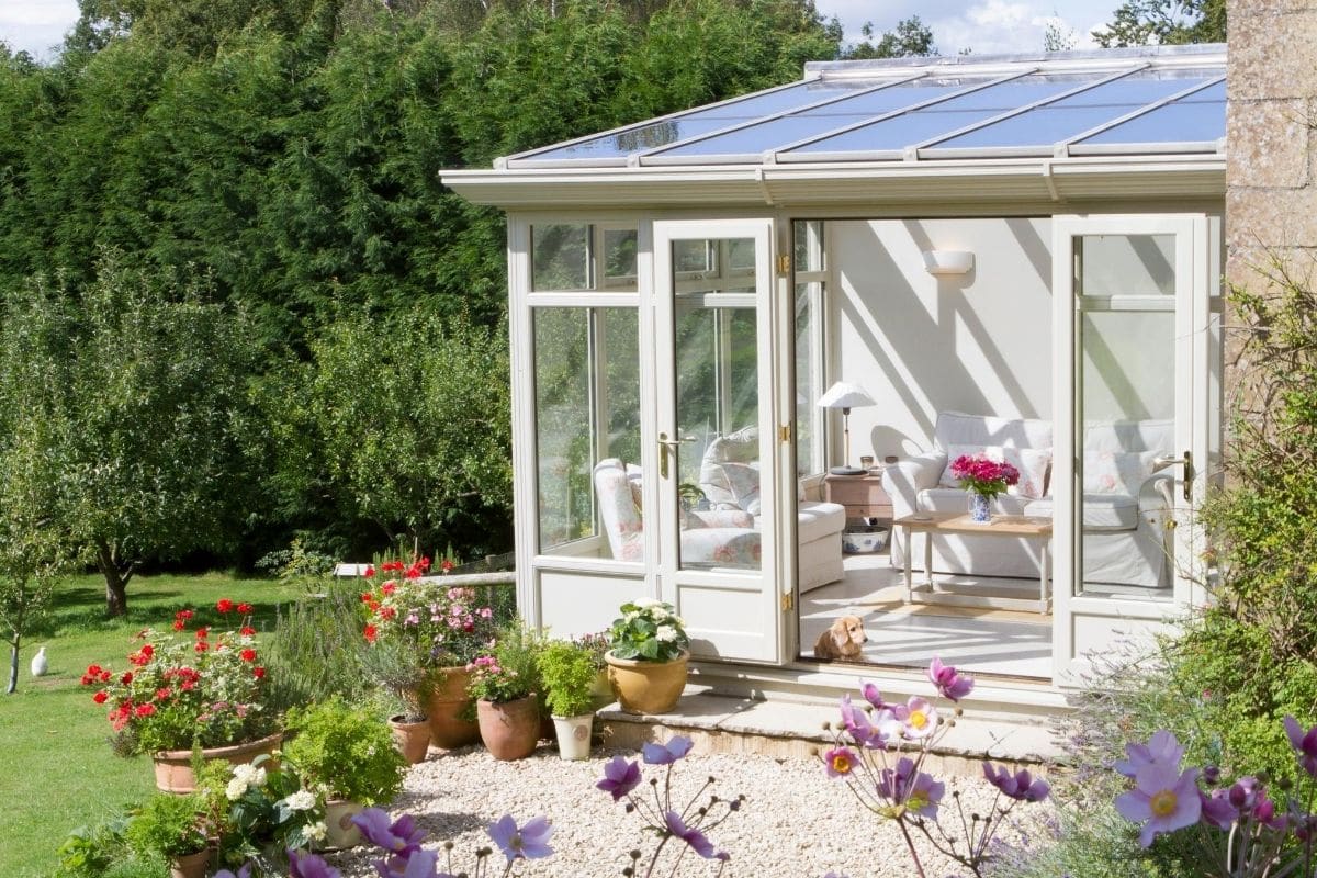 White Timber Framed Lean-to conservatory