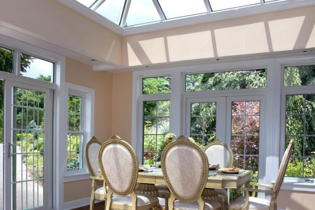 White timber framed dinning room orangery extension