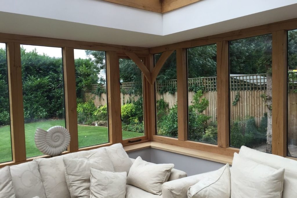 Crafted oak framed orangery extension