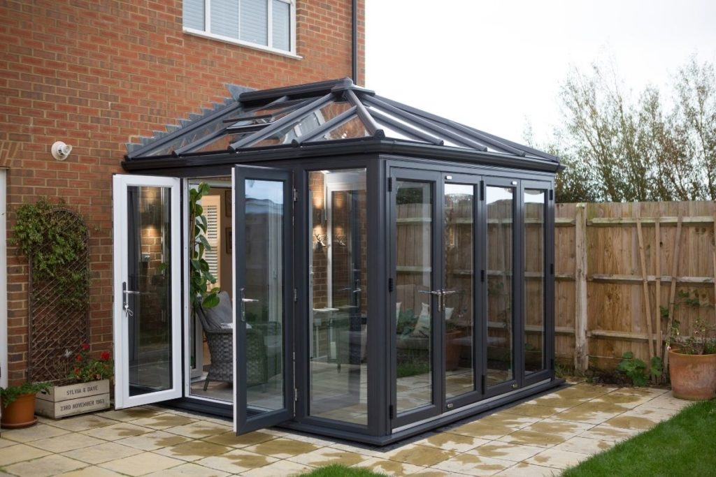 Charcoal grey uPVC conservatory extension