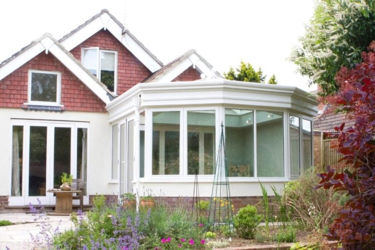 Timber framed hexagonal orangery