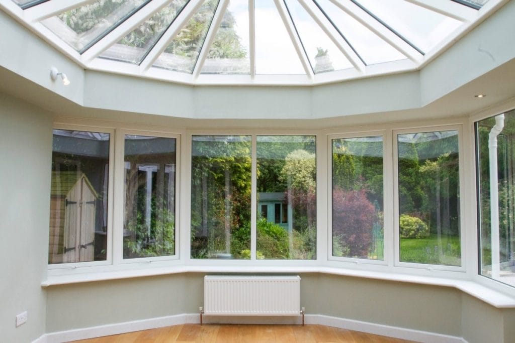 Modern hexagonal orangery room