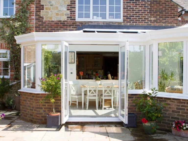 White timber framed orangery extension